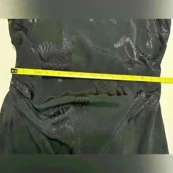 ZARA Women’s Large Zebra BLACK STRAPPY MINI DRESS RUCHED SIDE IRRIDESCENT ZEBRAS - Picture 7 of 12